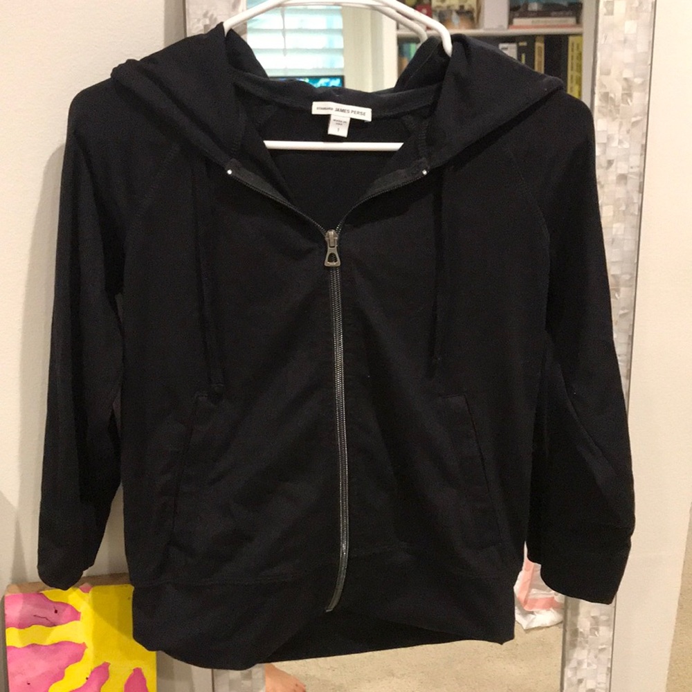 James perse black zip up hoodie jacket XS
